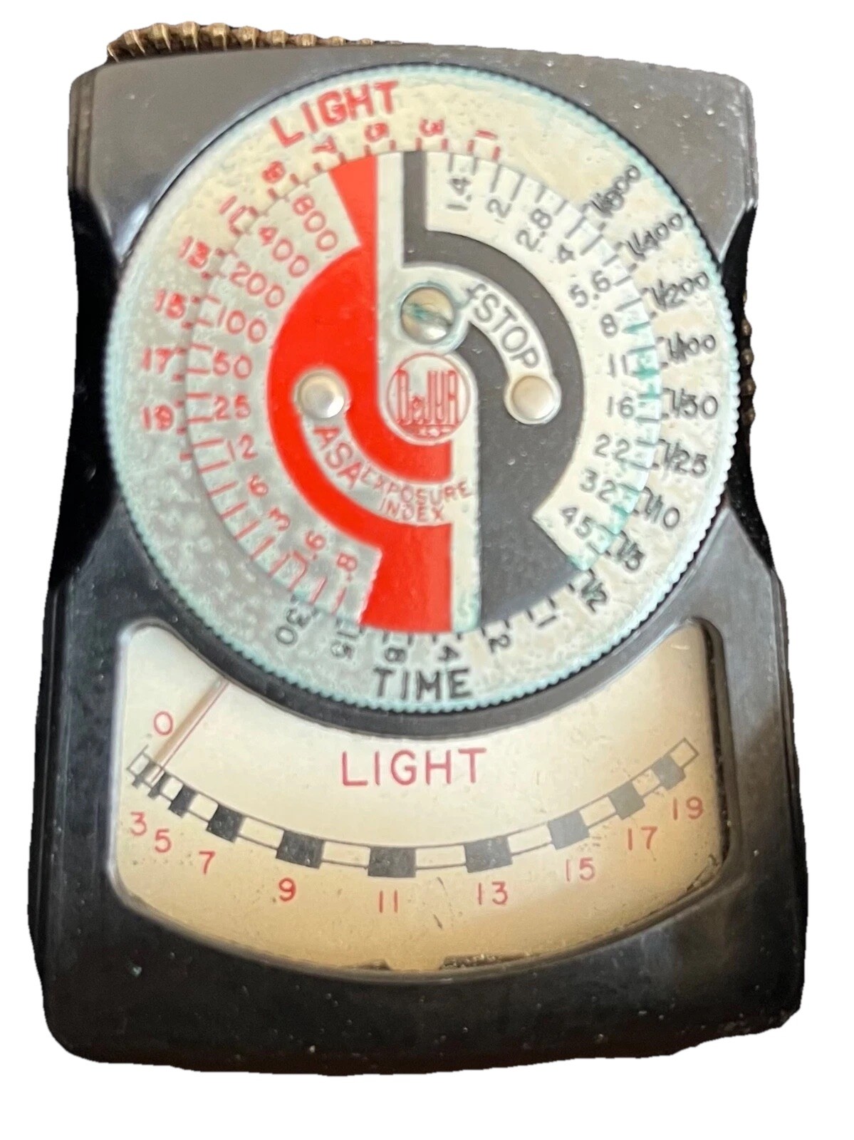 Vintage De Jur Amsco Light Exposure Meter With Light Brown Leather Case & Strap