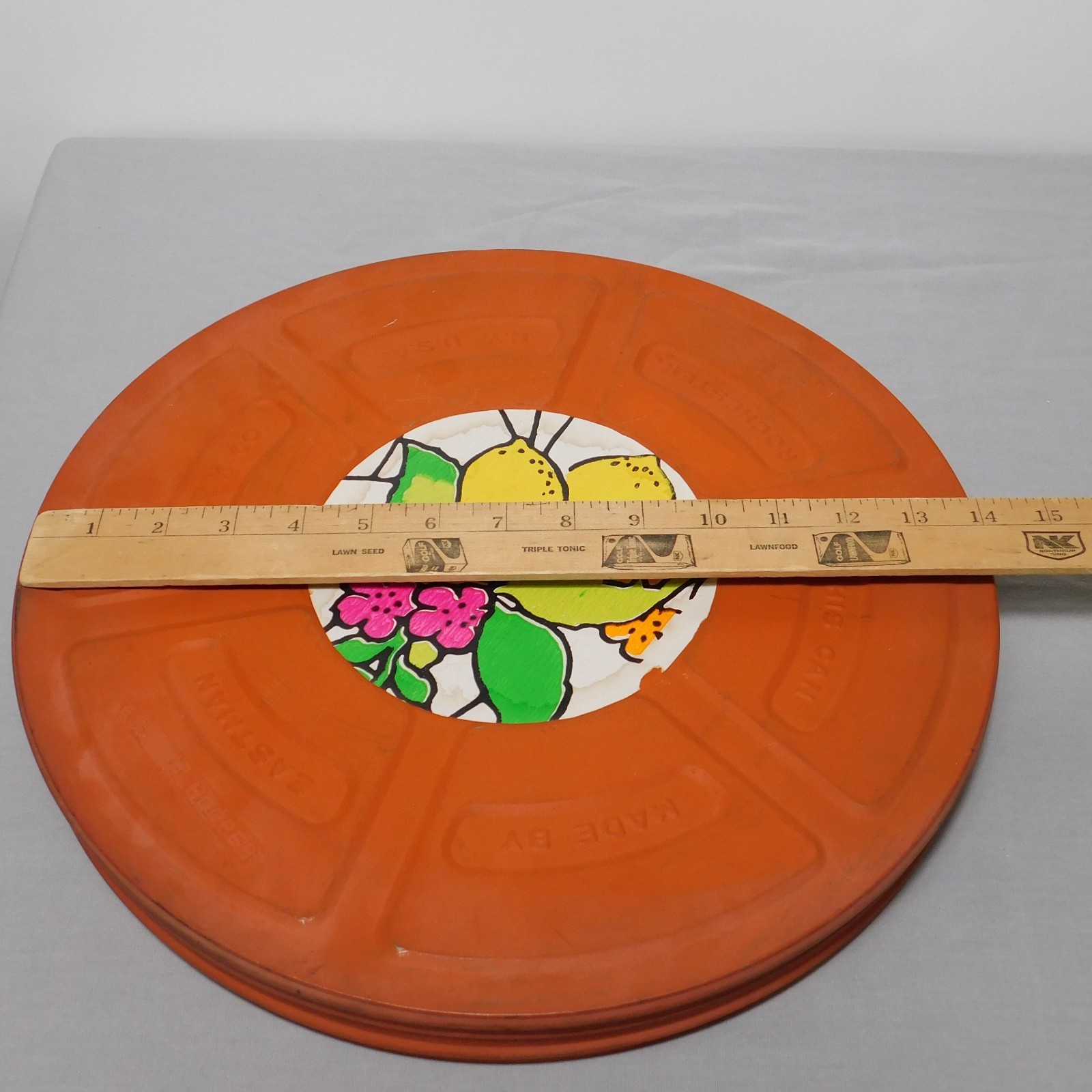 Vtg Eastman Kodak Company Rochester 14″ Metal Film Reel Canister Case Folk Art