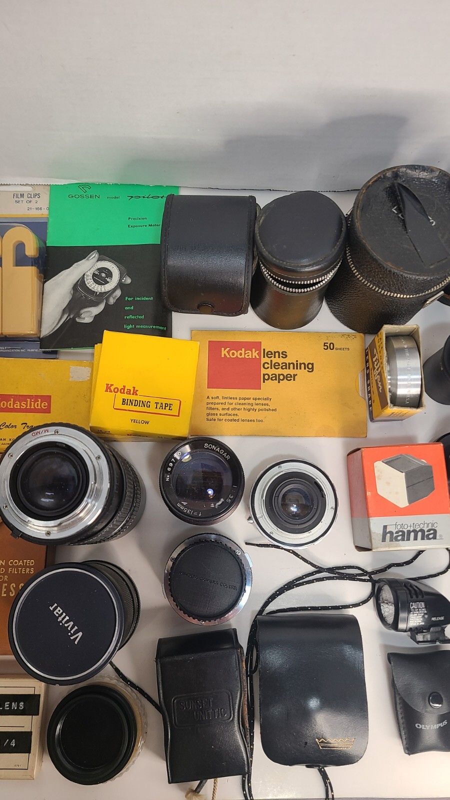 Lot Of 39 Vintage Camera Accessories Olympus Vivitar Tiffen Kodak Ge