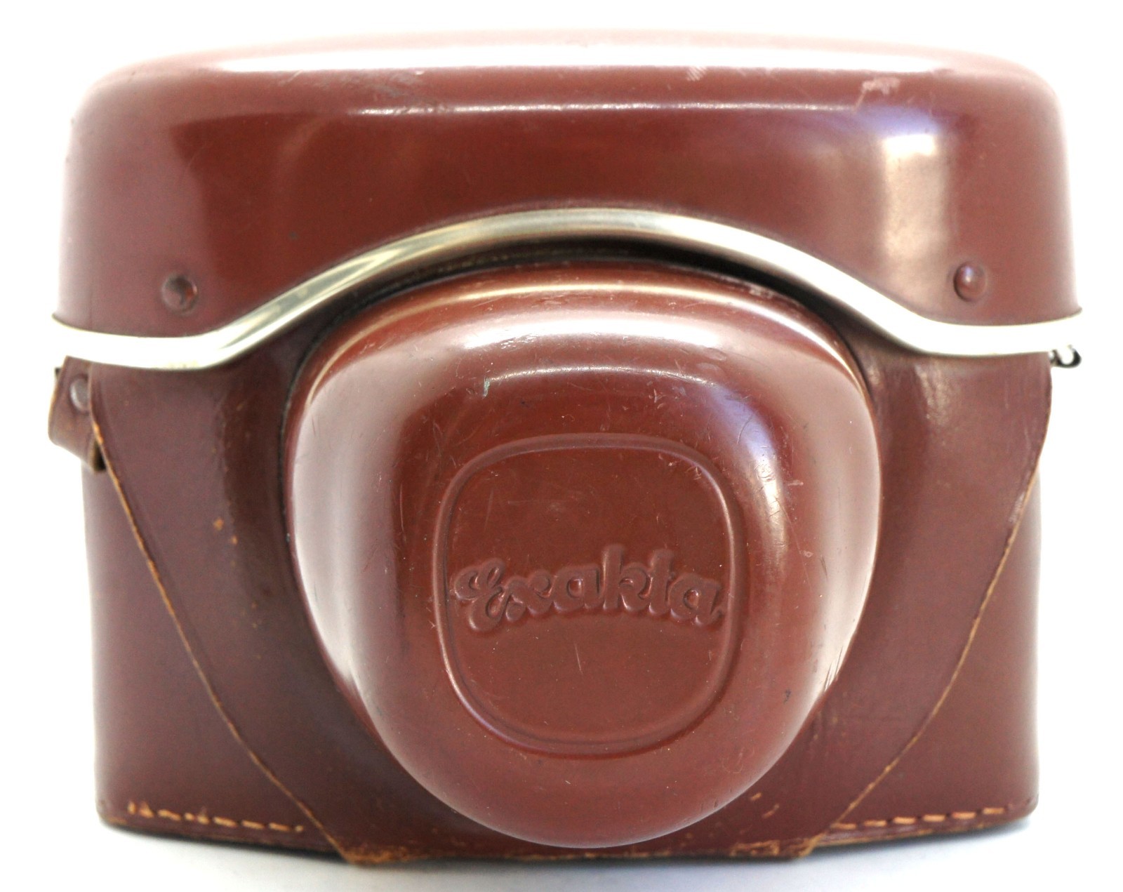 Vintage Original Ihagee Exakta Brown Leather Camera Case Metal Frame Germany