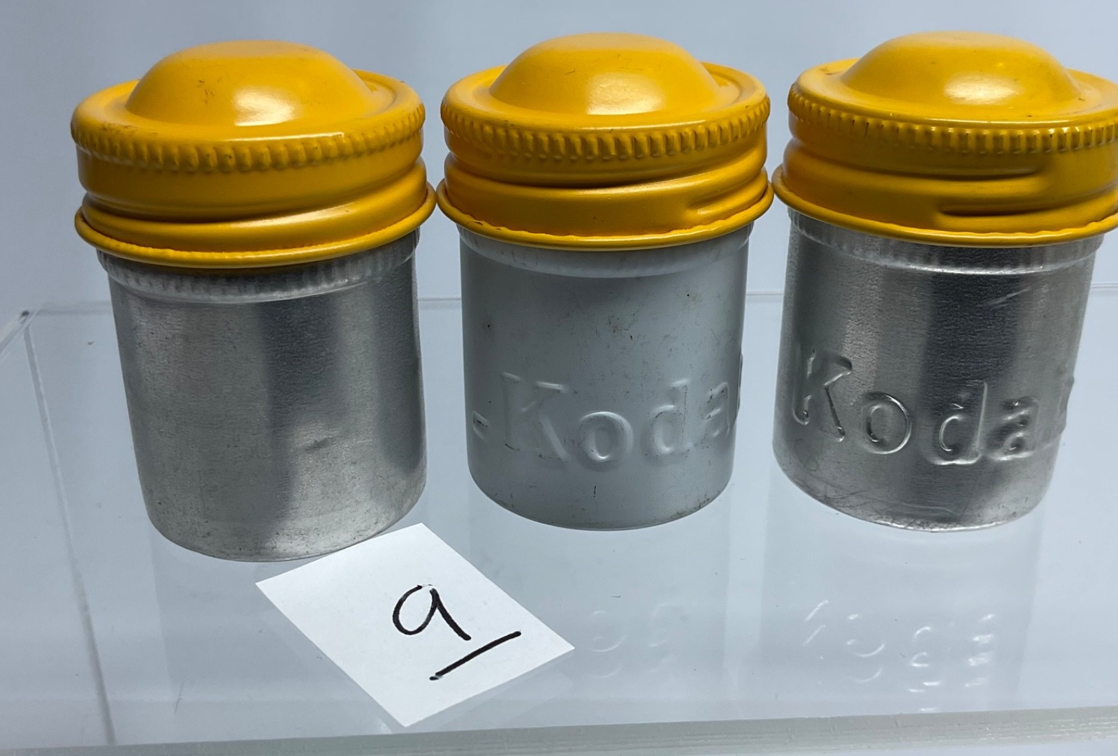 3 VTG Lot Kodak 35mm Film Roll Embossed Container Metal Tin Can Canister yellow