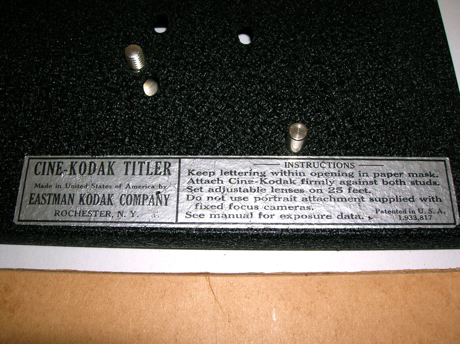VINTAGE EASTMAN KODAK CINE-KODAK TITLER w/ ORIGINAL BOX & ACCESSORIES 1933
