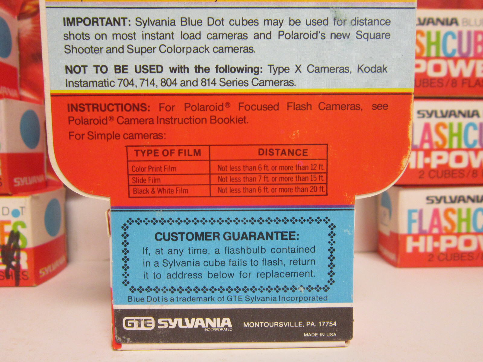 Vintage Lot of 10 boxes Sylvania Blue Dot Flash Cubes Hi-Power Polaroid Cameras