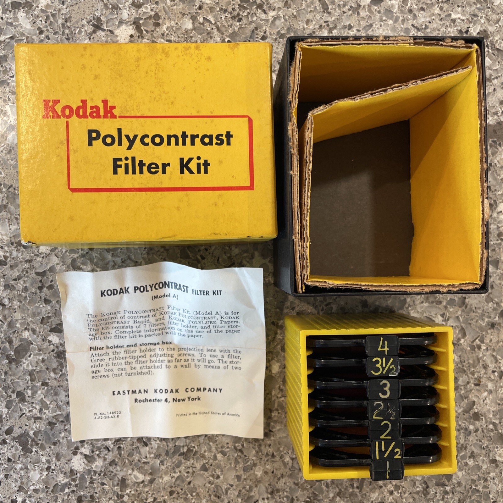 Vintage Kodak Polycontrast Filter Kit Model A Dark Room Photo Develop Set in Box
