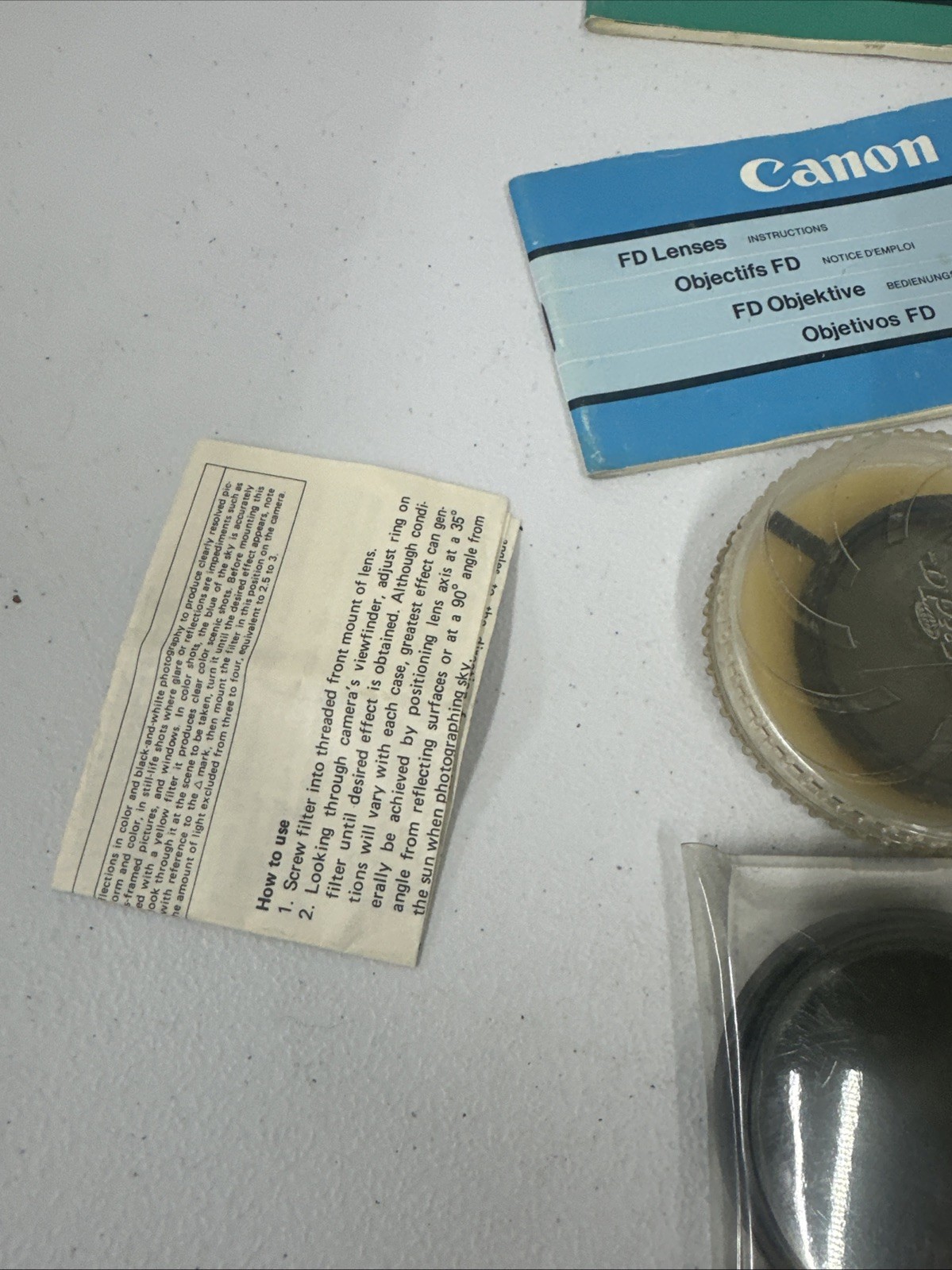 Vintage Camera Parts Accessories Canon Nikon Filters Caps Manuals Hoya Tiffin