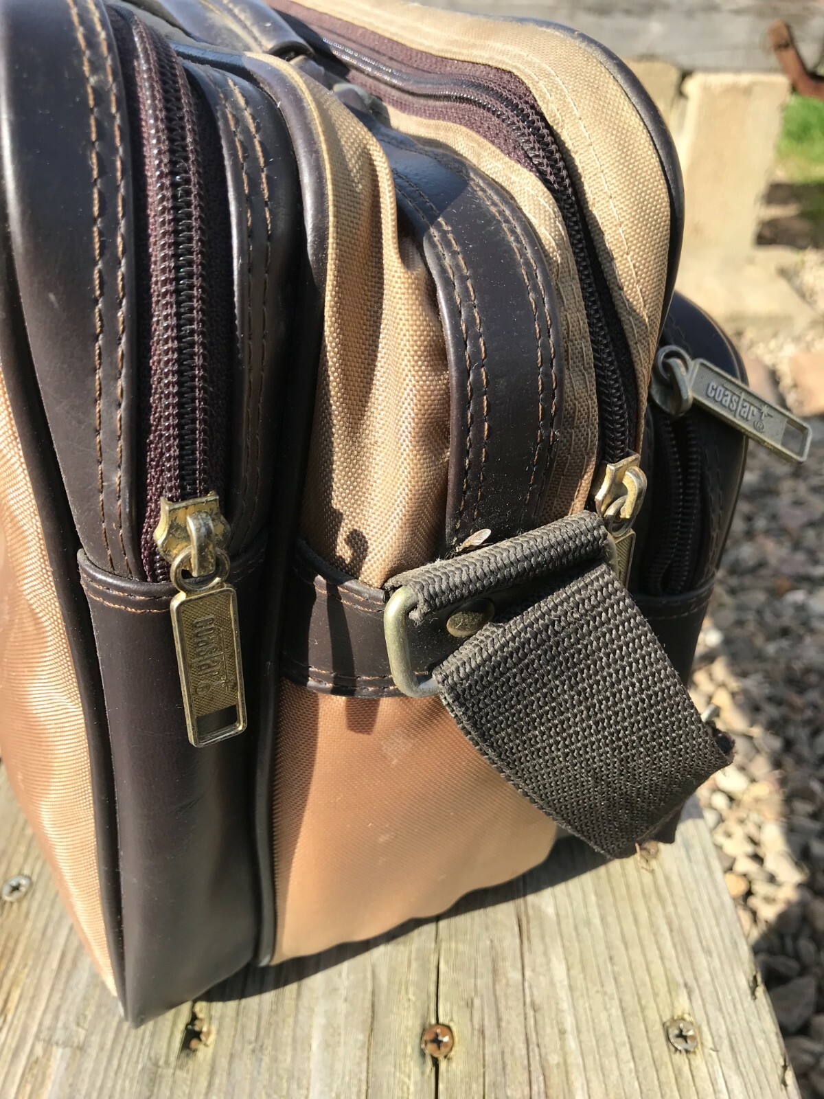 Vintage 1980’s Camera Case Two Tone Brown Padded Used Shoulder Strap