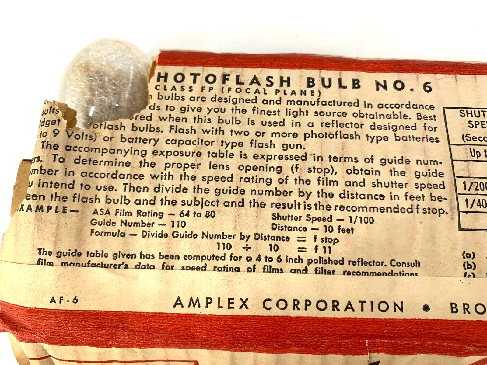 (29) Amplex No. 6 Sychro-Sure Photo Flash Bulbs