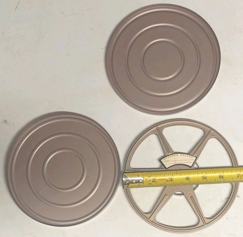 (4) Vintage Scherer 8mm 400 ft 7″ Film Reels W/Metal Cannisters Brown NEW IN BOX