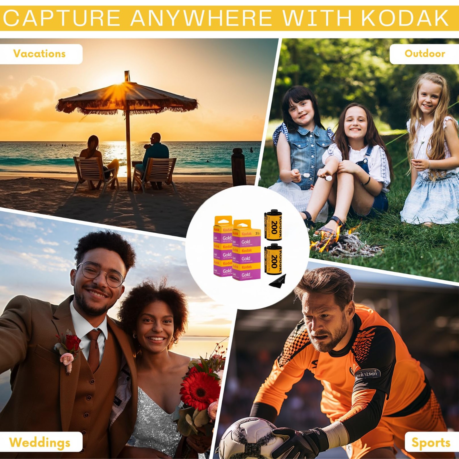 Kodak Gold 200 35mm Film Bundle, 6 Rolls 2×3 Pack, 36 Exposures Each, for 35m…