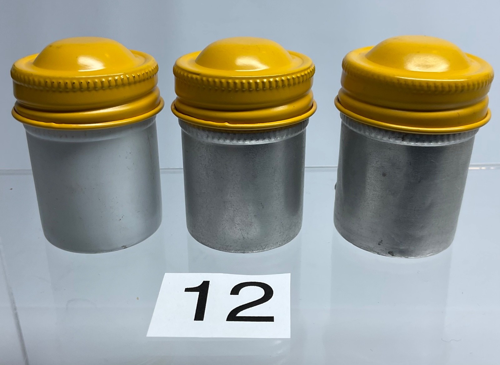 3 VTG Lot Kodak 35mm Film Roll Embossed Container Metal Tin Can Canister yellow