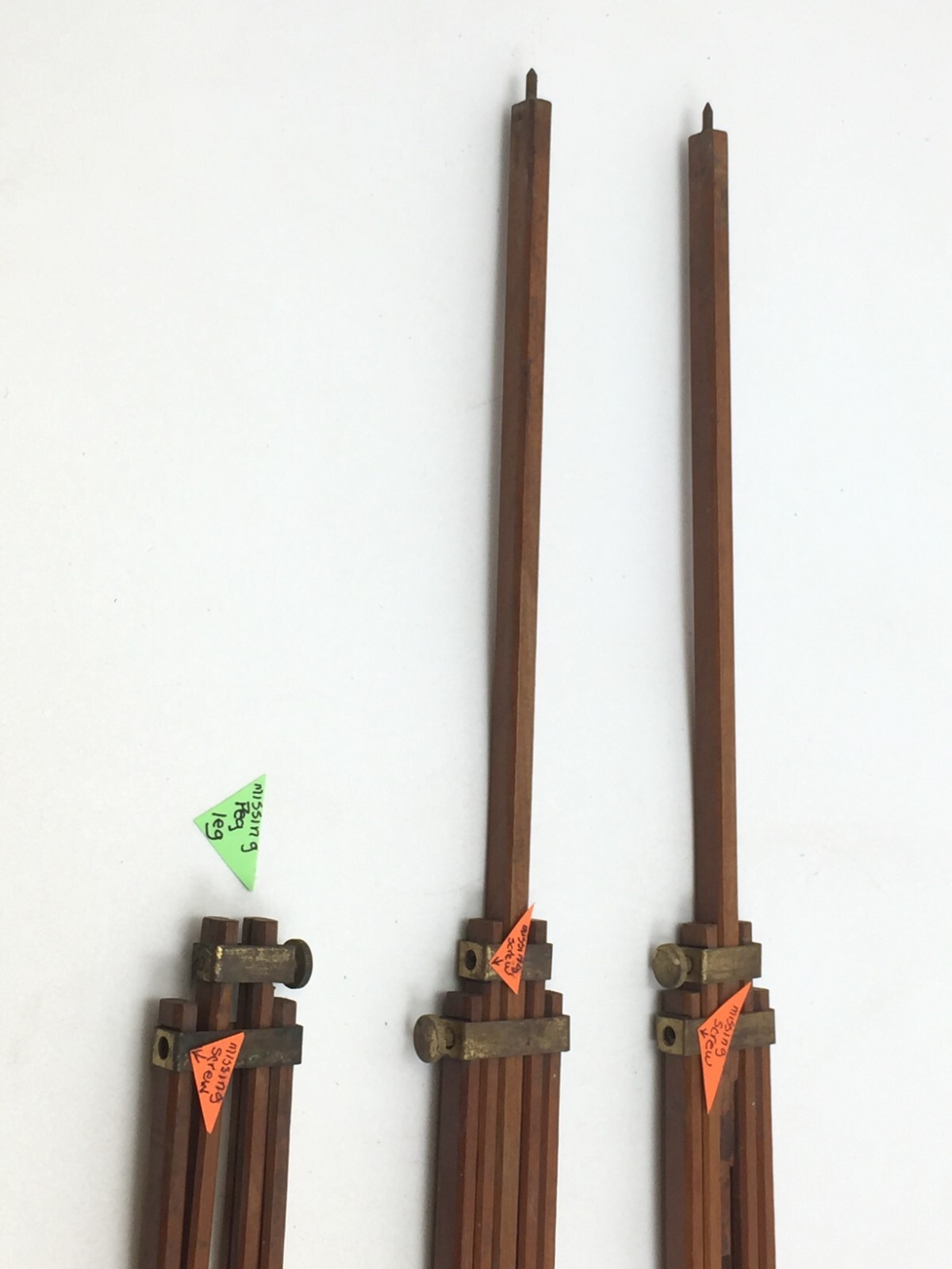 Antique 3-Part Camera Tripod Legs, Wood, Folding, Some Damage