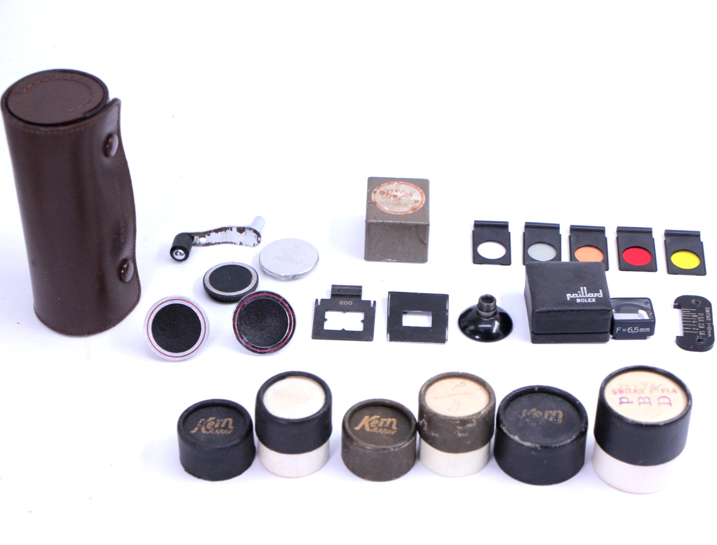 Kern Filters, 6.5mm Mask,Handle,Body Caps Accessory Lot for Bolex C mount camera