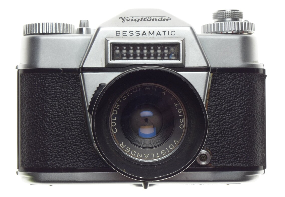 Voigtlander bessamatic slr film camera skopar x 1:2.8/50 lens filter hood meter