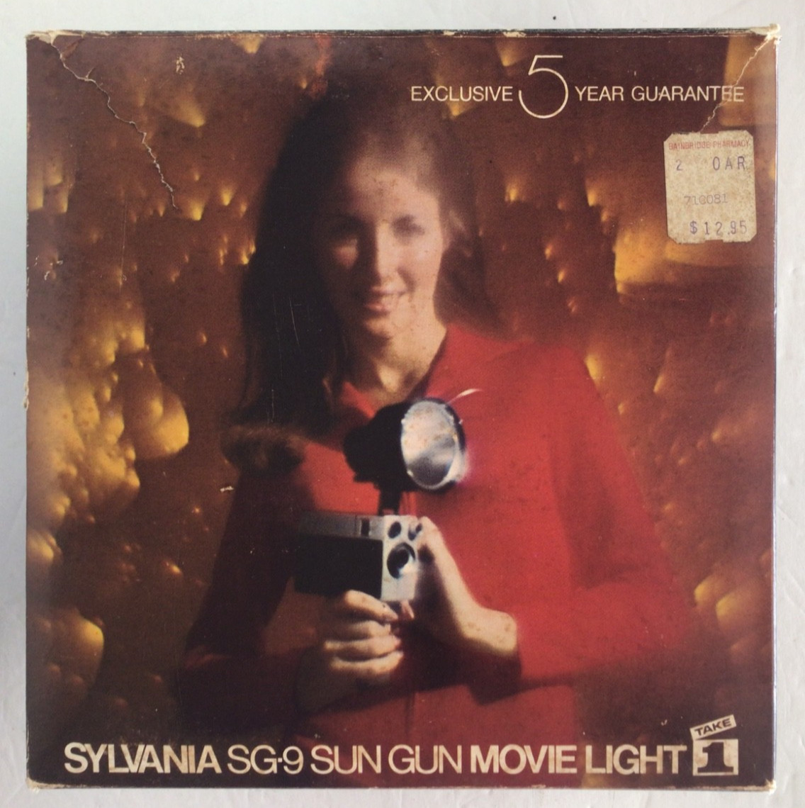 Sylvania SG-9 Sun Gun Movie Light Complete w/ Box 1960s Vintage Tested & Working