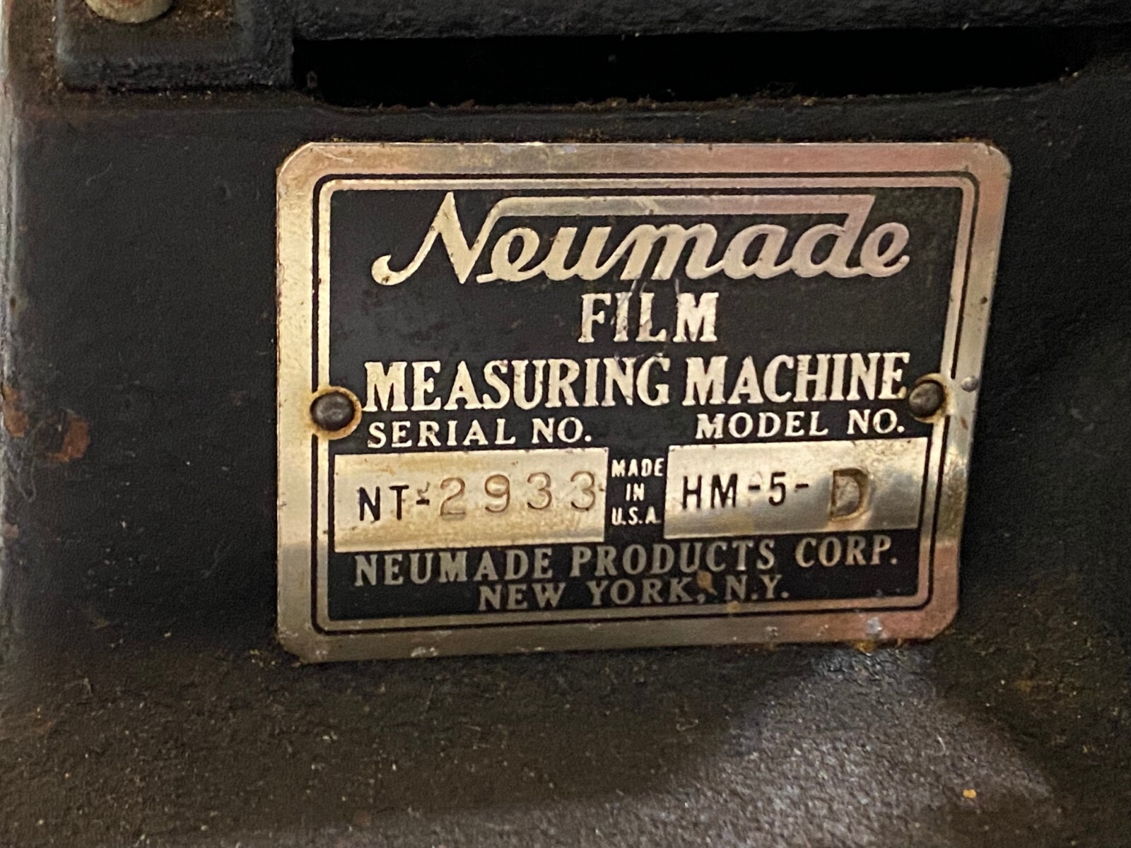 Vintage Neumade Film Measuring Machine Model HM-5-D Cast Iron & Porcelain -Parts