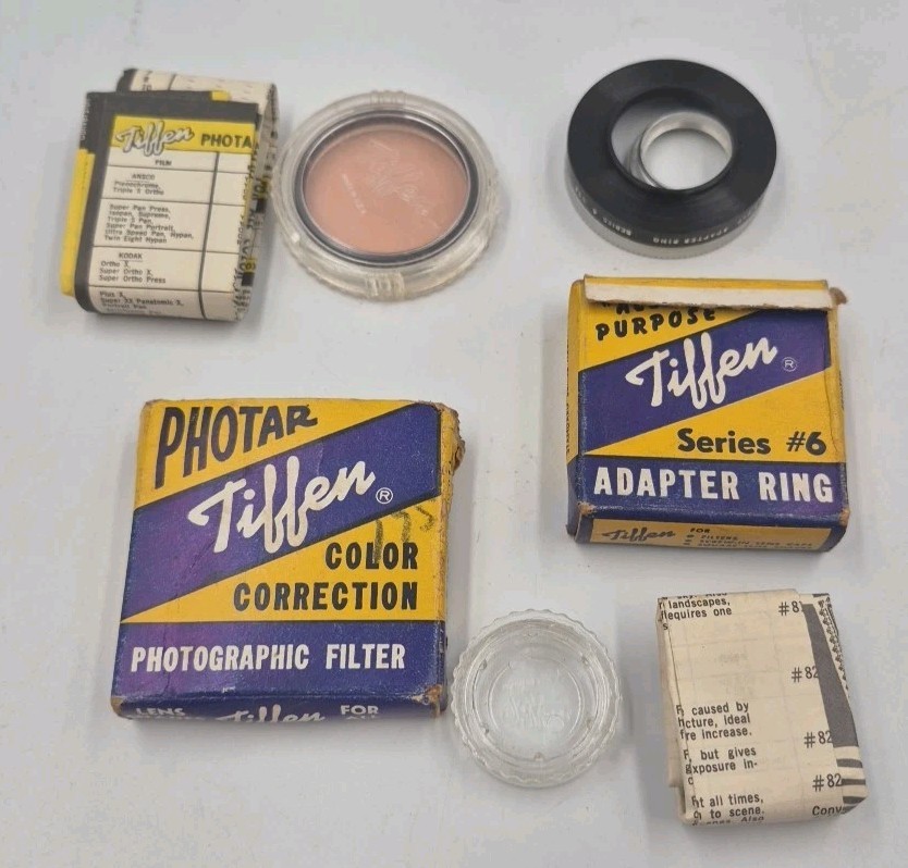 Vintage Tiffen Photar Filters & Adapter Ring in Original Boxes