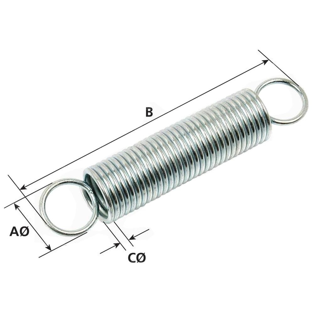 S.11101 Tension Spring, Spring mm12.5mm, Wire 1.1mm, Length: 130mm.