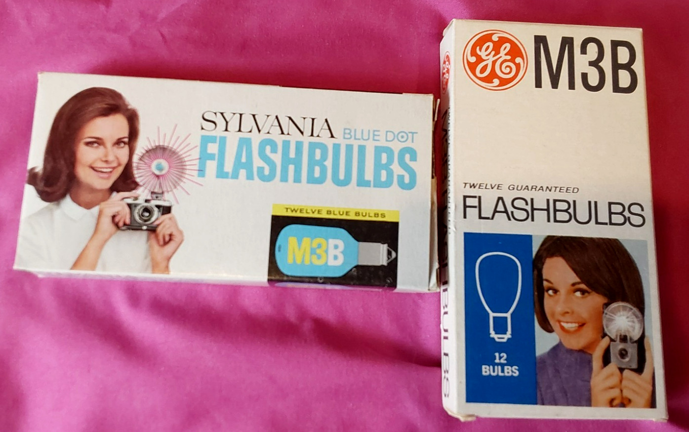 Lot of 2 VTG GE and Sylvania M3B Flashbulbs Camera 12 Bulbs in original boxes