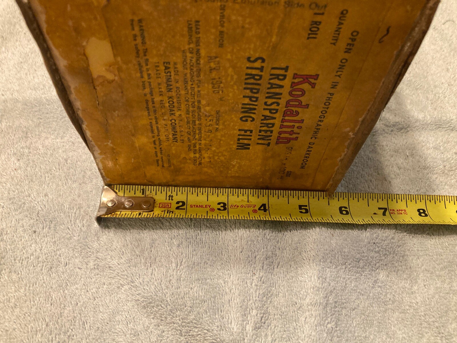 Vintage Kodak Kodalith Transparent Stripping Film Box 1956, Box Only, Empty Box.