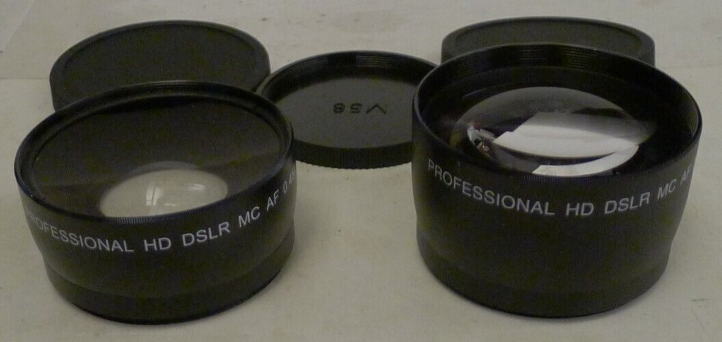 Professional 58mm HD DSLR 0.45X Wide Angle AND 2.5X Telephoto Lens +3 Caps & Bag