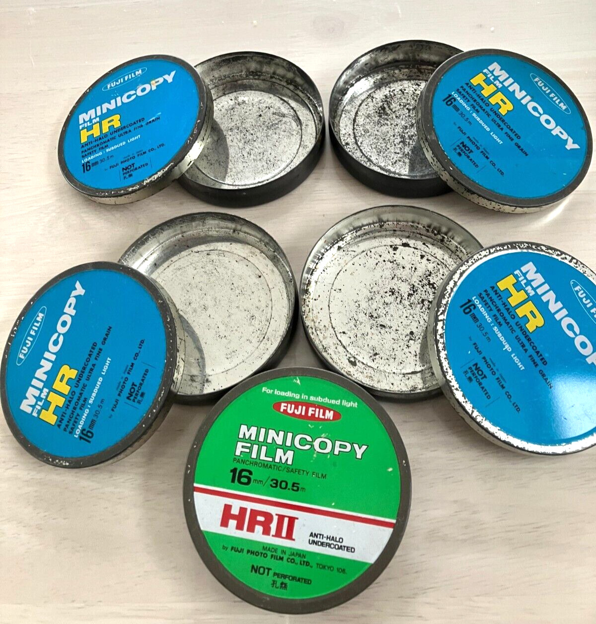 vintage Fujifilm MinicopyHR empty tin can Lot of 5 rare in hand