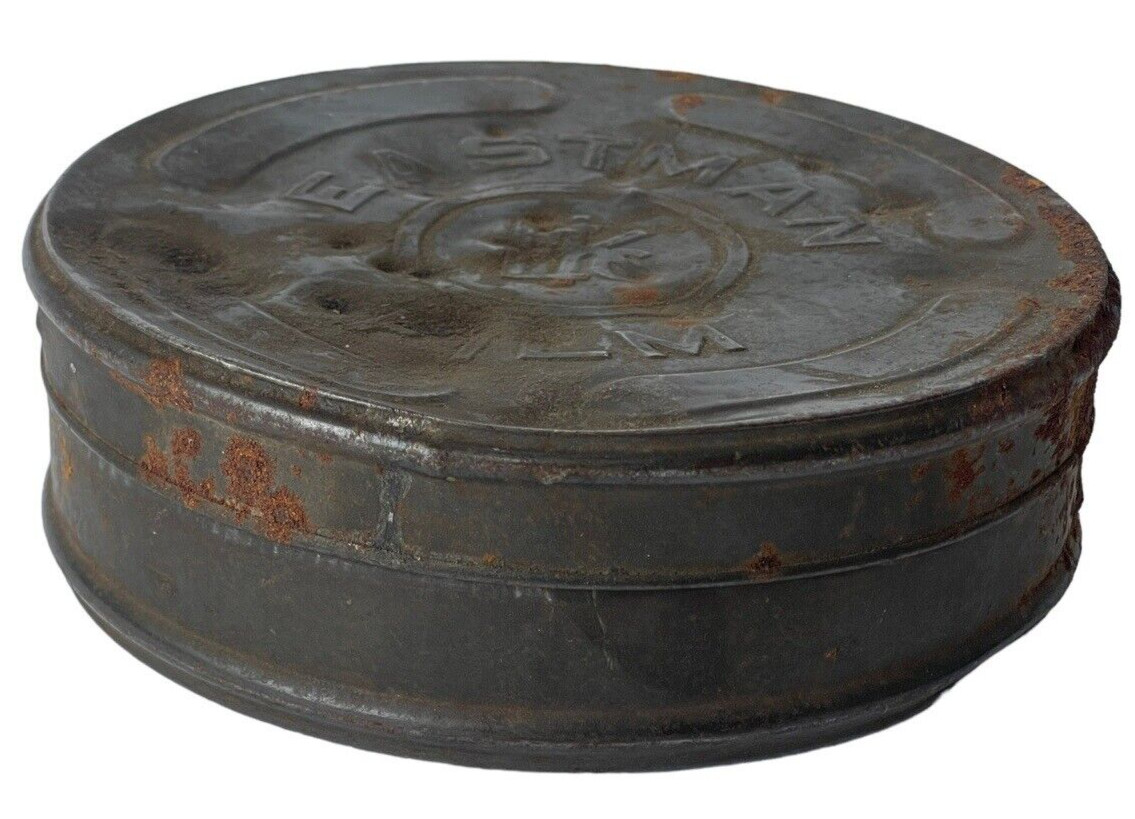 Eastman Kodak Film Cannisters Metal Two Antique Battered Rusty Containers