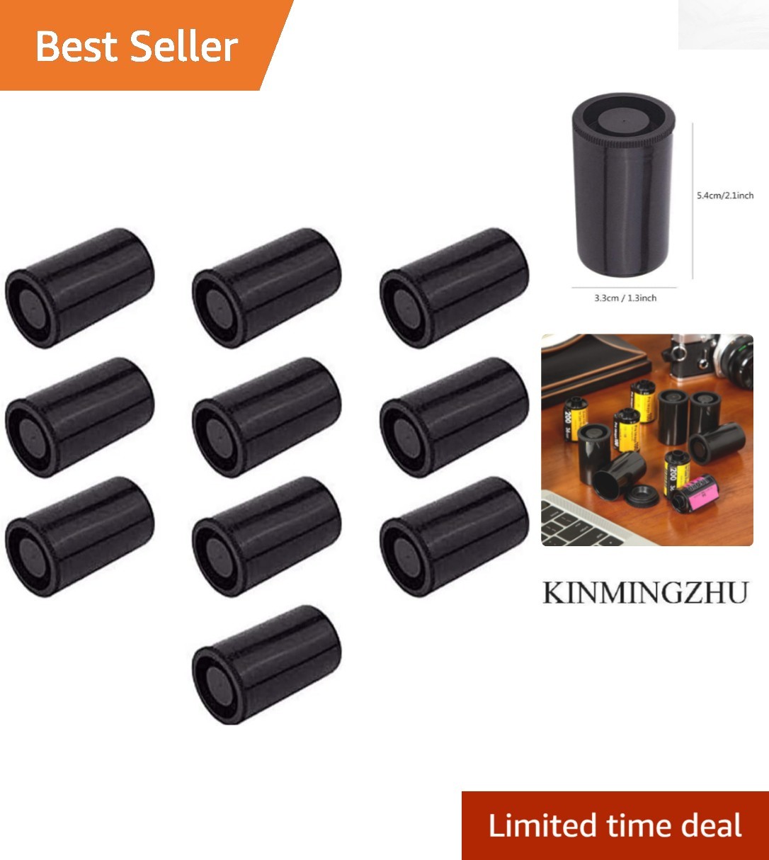 Durable 35mm Plastic Film Canisters with Caps – Perfect for DIY Projects, 10pc