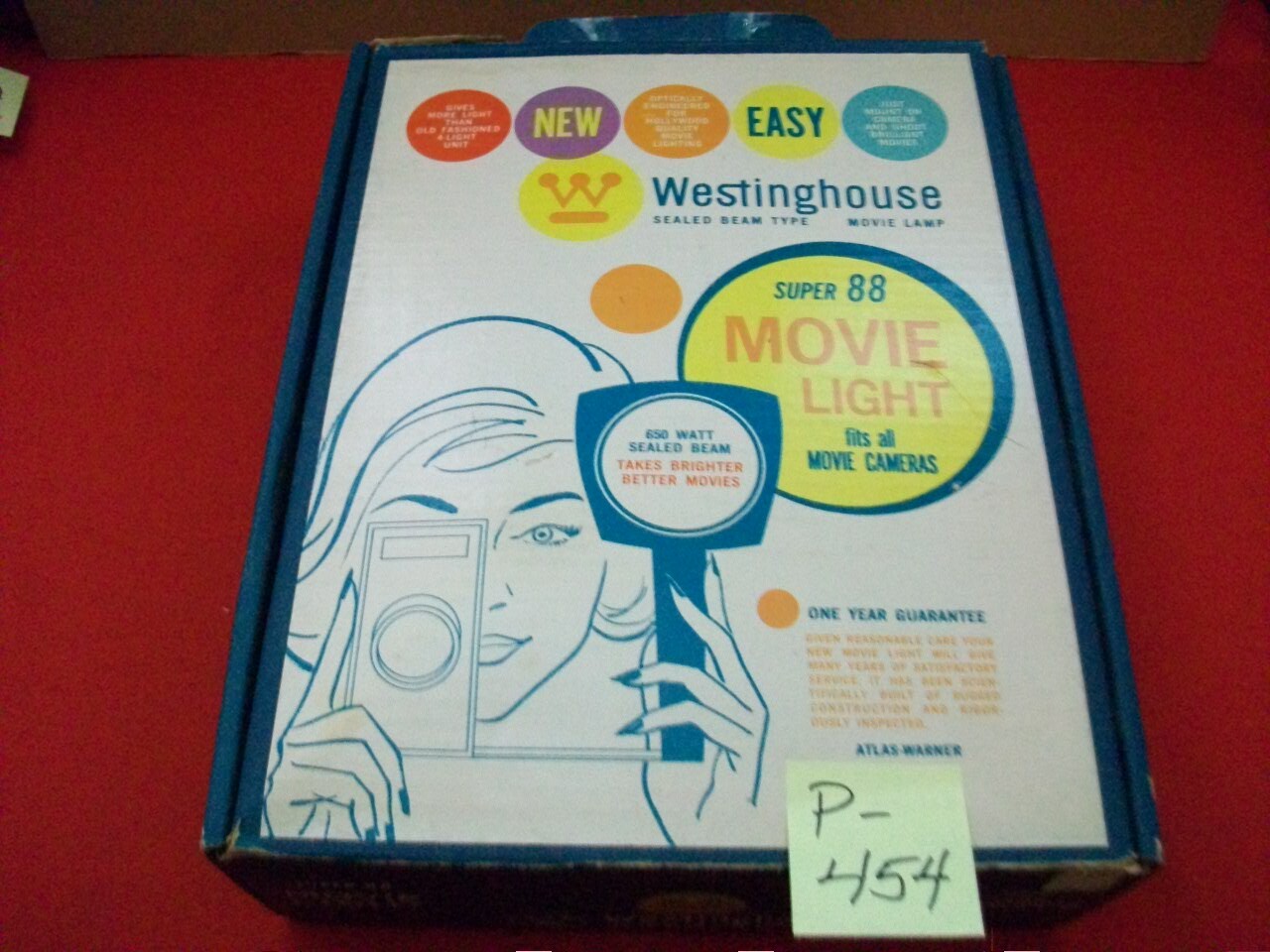 VINTAGE COLLECTIBLE WESTINGHOUSE 650 WATT SEALED BEAM SUPER 88 MOVIE LIGHT WORKS