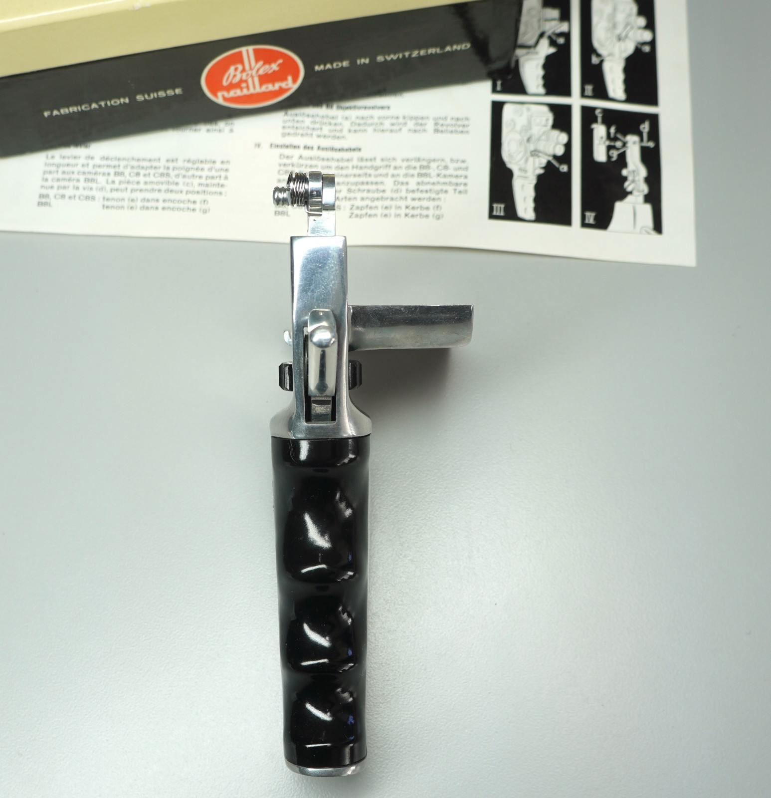 Vtg 1950s Bolex Paillard C8 DECLIC Movie Camera Trigger Handle Original Box EUC