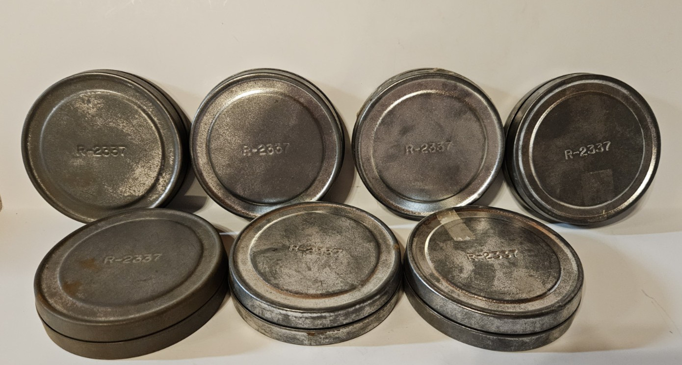 Vintage Film Canister Tin Metal Lot of 7 #R-2337 EMPTY 3.75″ D.