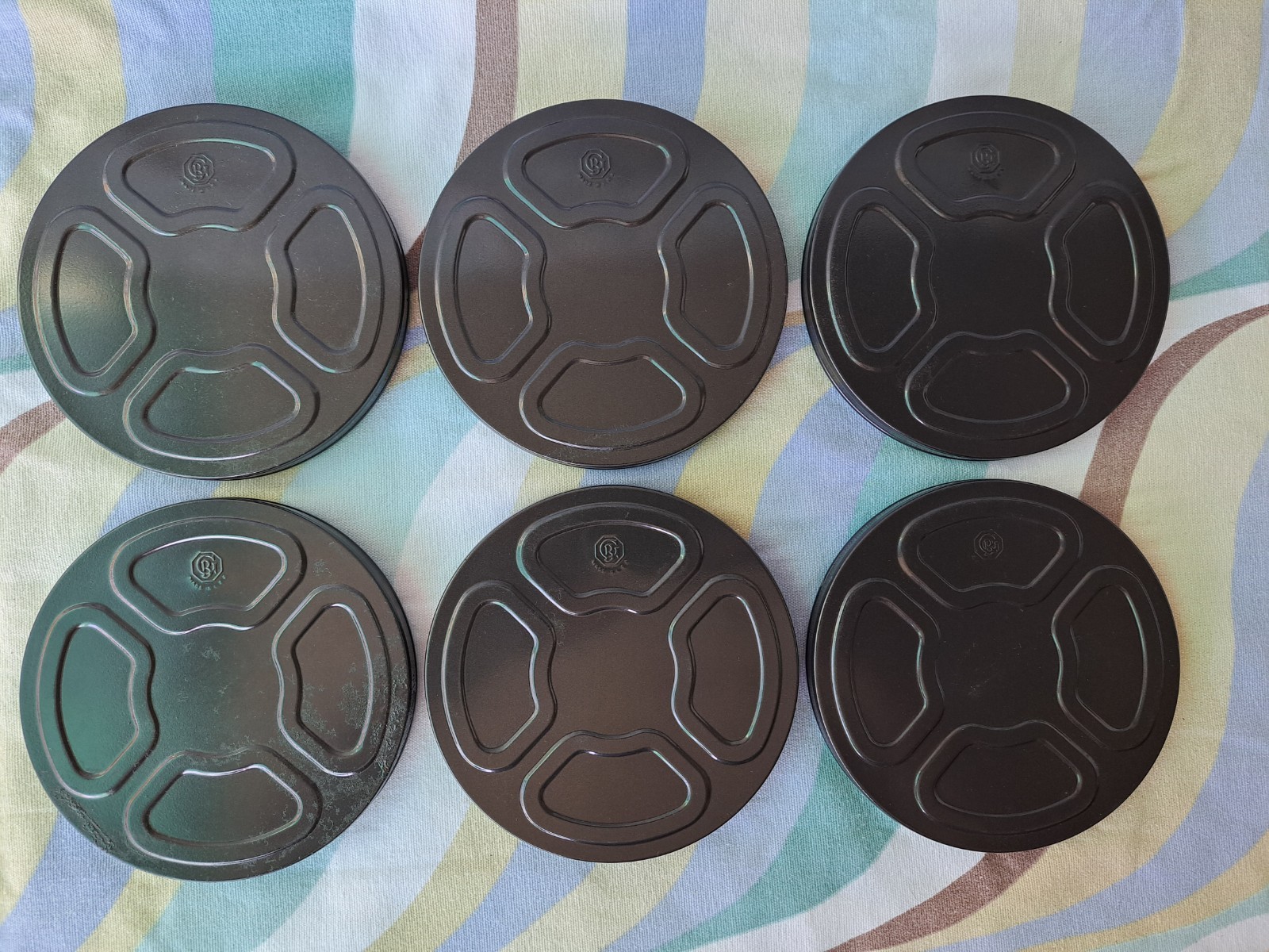 Vintage GOLDBERG BROTHERS 200′ 8mm Film Storage Cans 6 With Box & Stickers BIN30