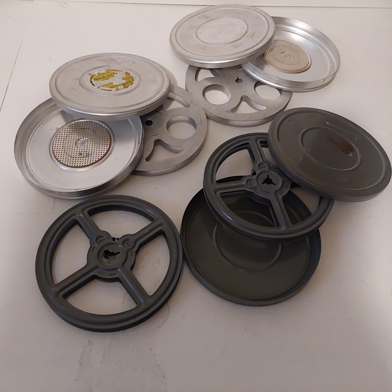 Vintage Compco Metal Film Reel Storage Box 12 Slot Storage 5 Reels/Cans Included
