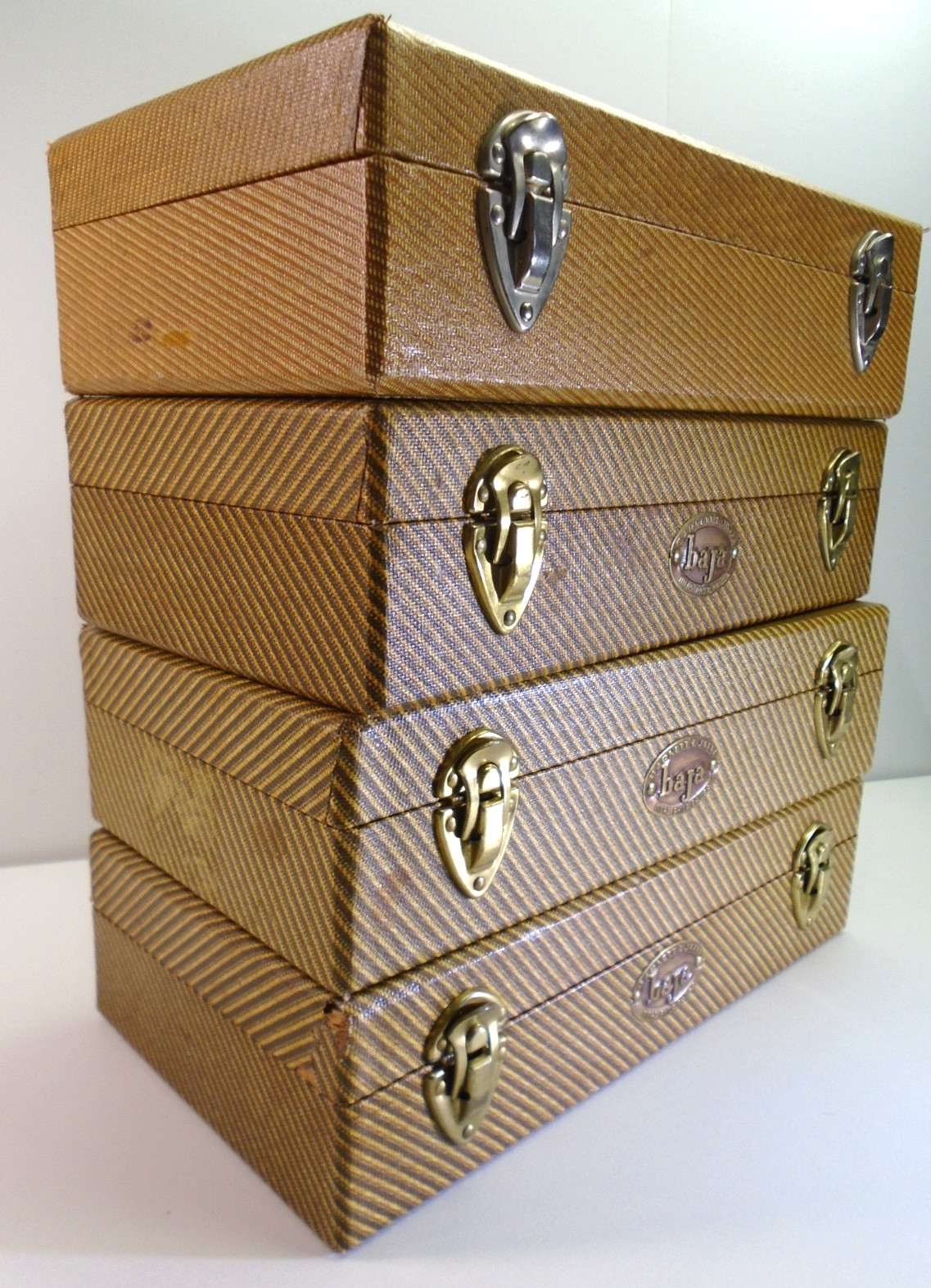 Vtg Barnett & Jaffe Baja Film Slide Case Lot 4pc 100 Slide Box 10″ Retro Stripe