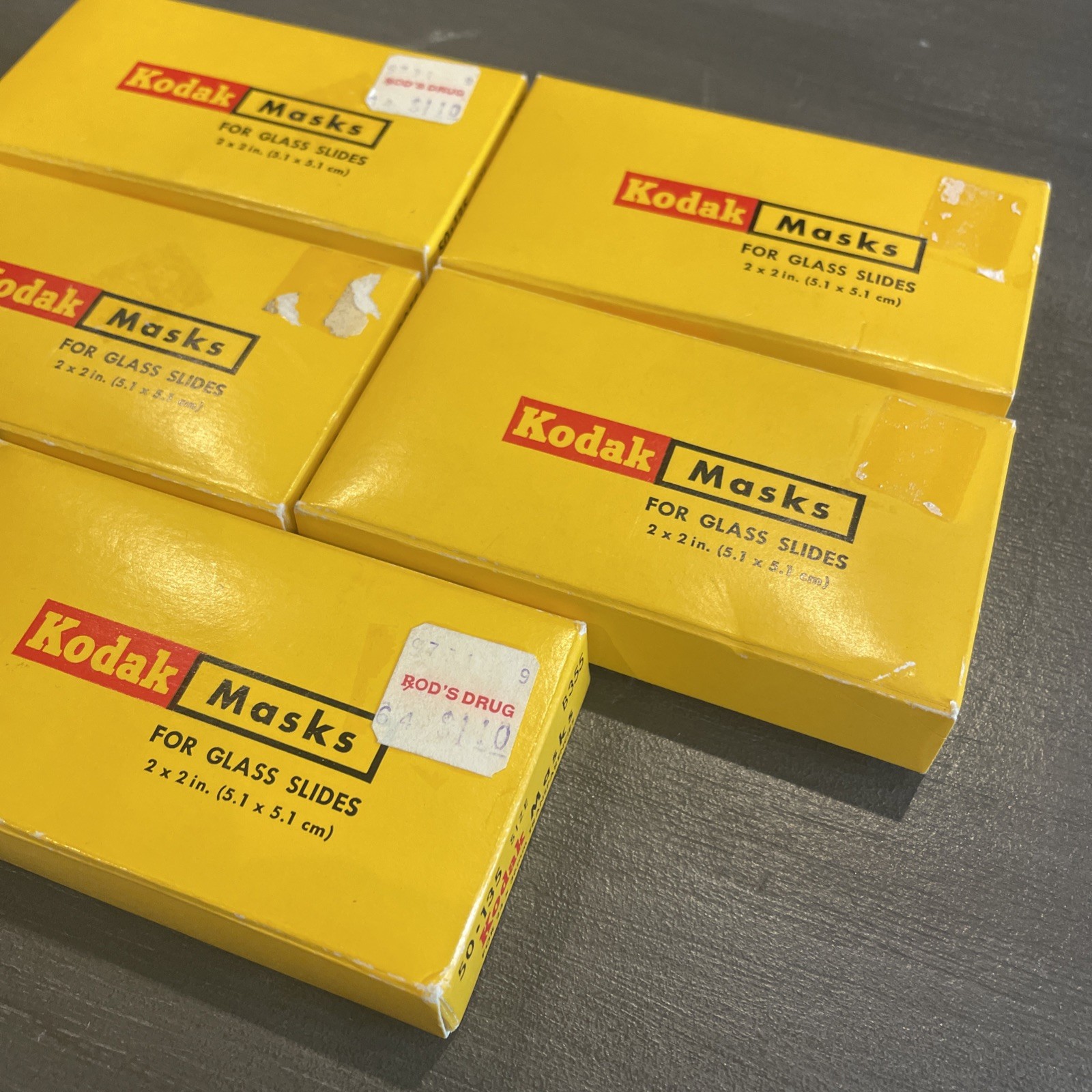 (5) Vtg Kodak Masks for Glass Slides 2 X 2 Inch (5.1 X 5.1 cm) B355 24 x 36mm