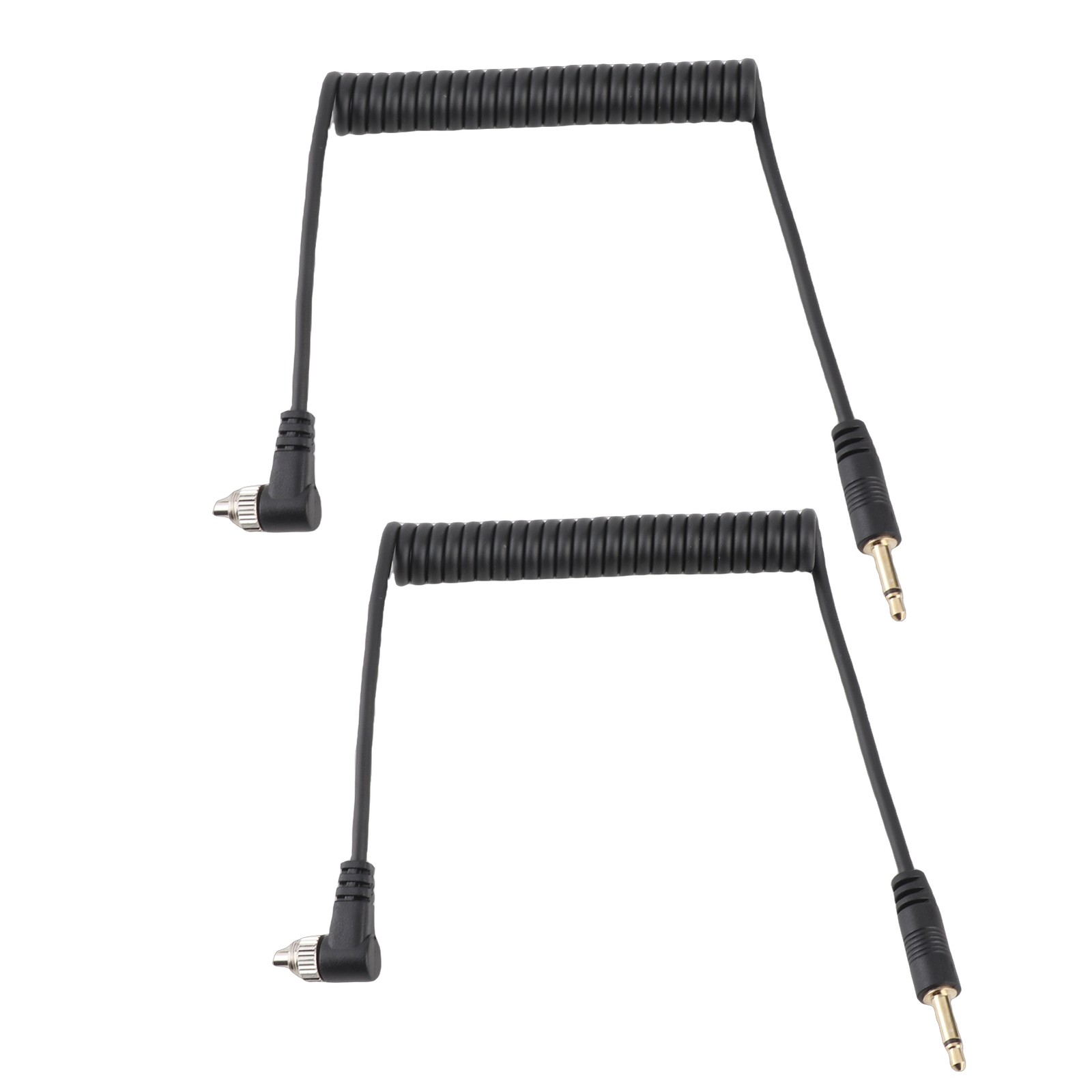 2pcs Universal 3.5mm To Male Flash PC Sync Cable Coiled Cord With Screw Lock For