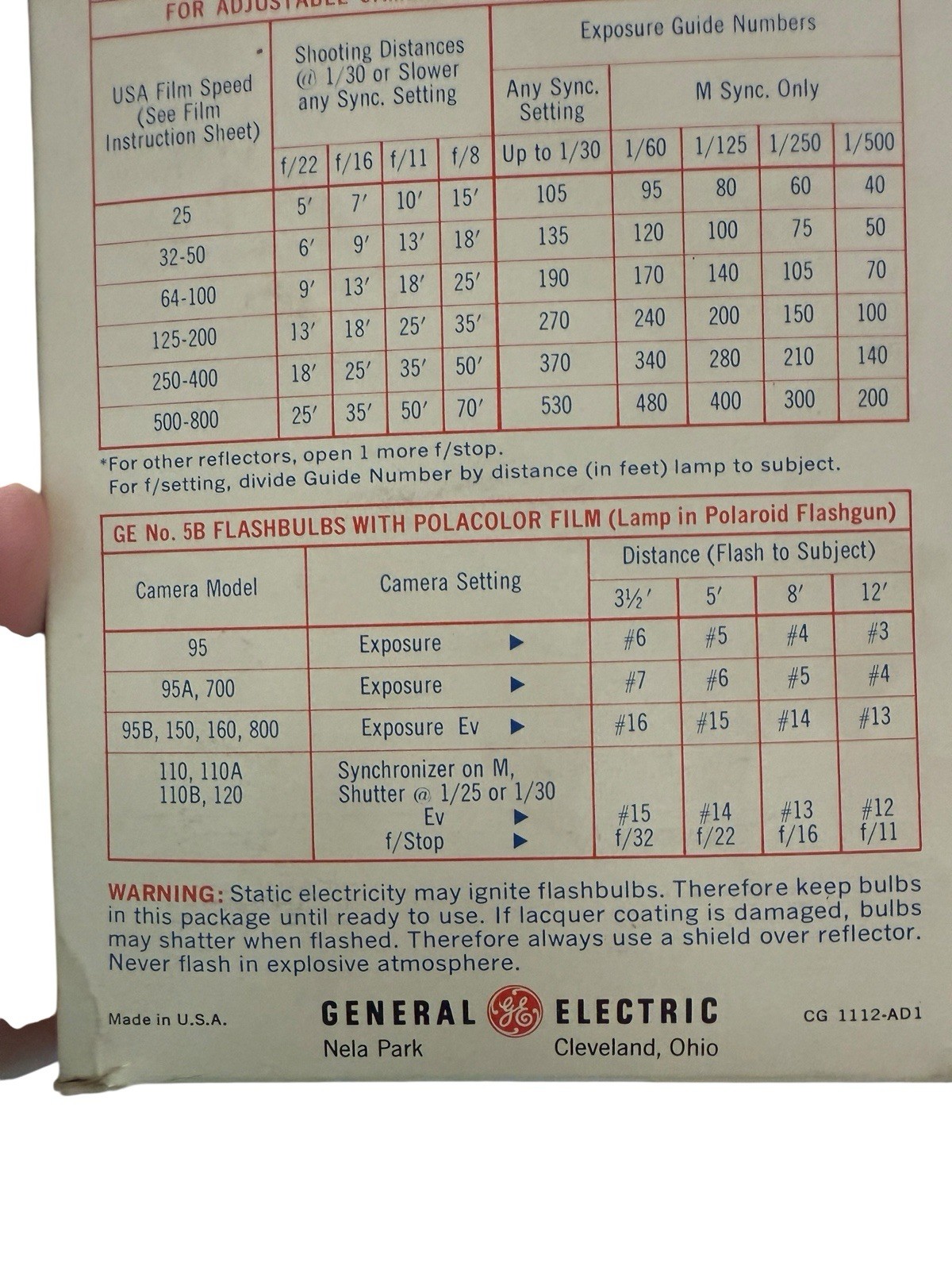 Vintage GE 12 Guaranteed Flashbulbs 5B Blue NOS Full