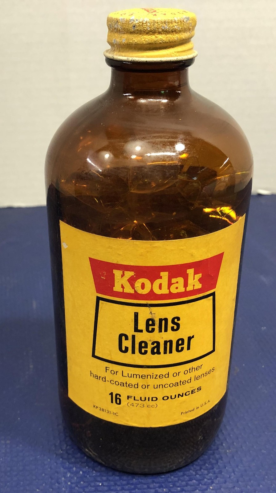 Kodak Lens Cleaner Brown Amber Glass Bottle 16 oz vintage camera