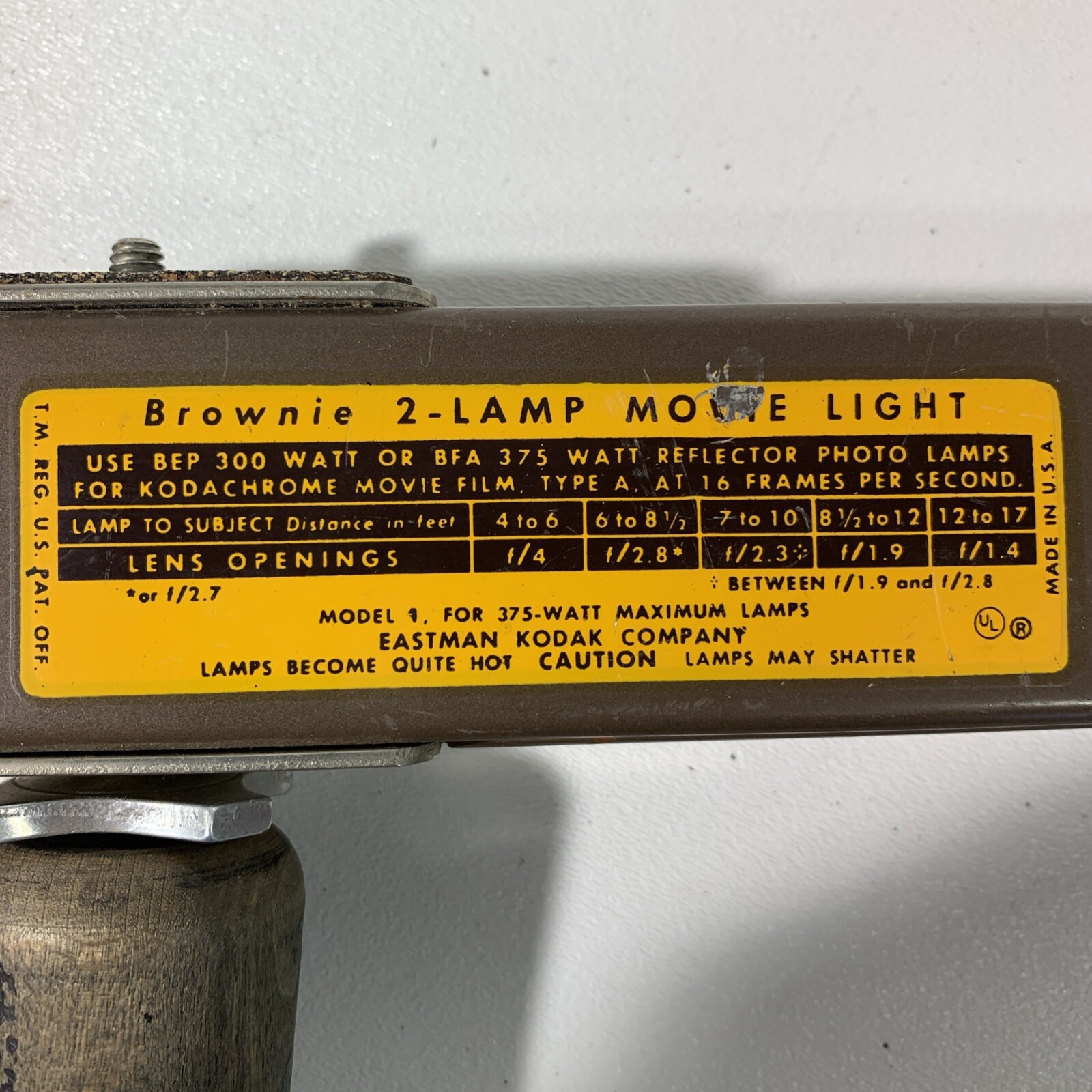 Vintage Kodak Brownie Model 1 Hand Held 2-lamp Movie Light Retro Camera Decor