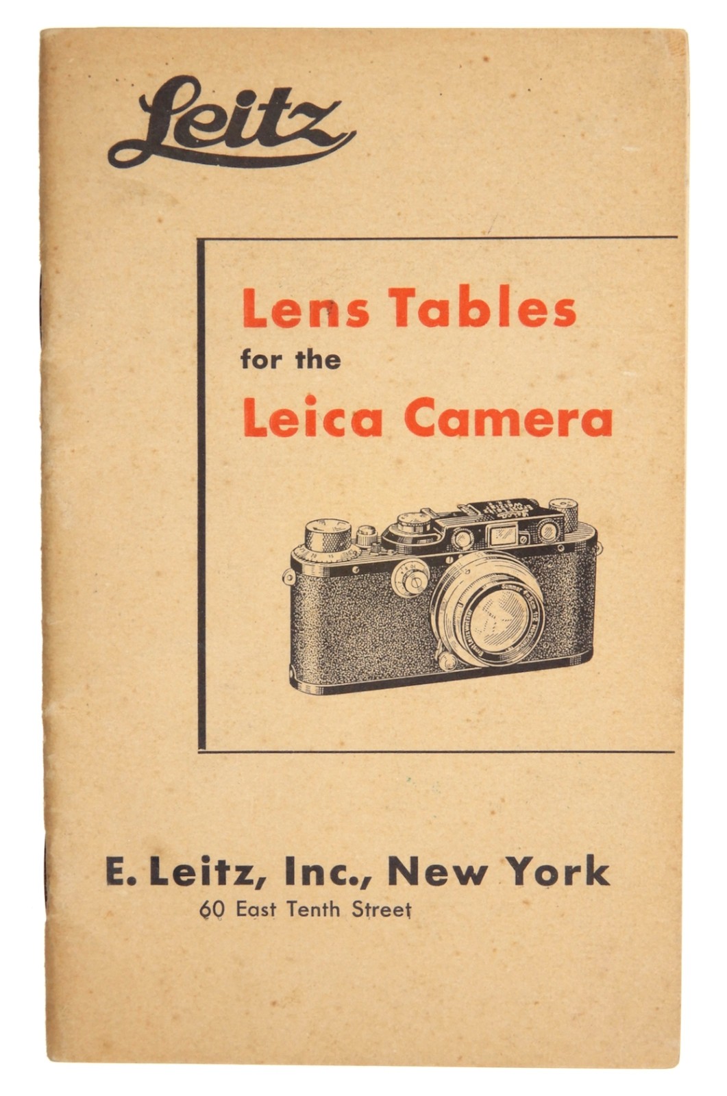 Leica II Model F Lens Tables E.Leitz,Inc.,New York 1934 ………… Minty