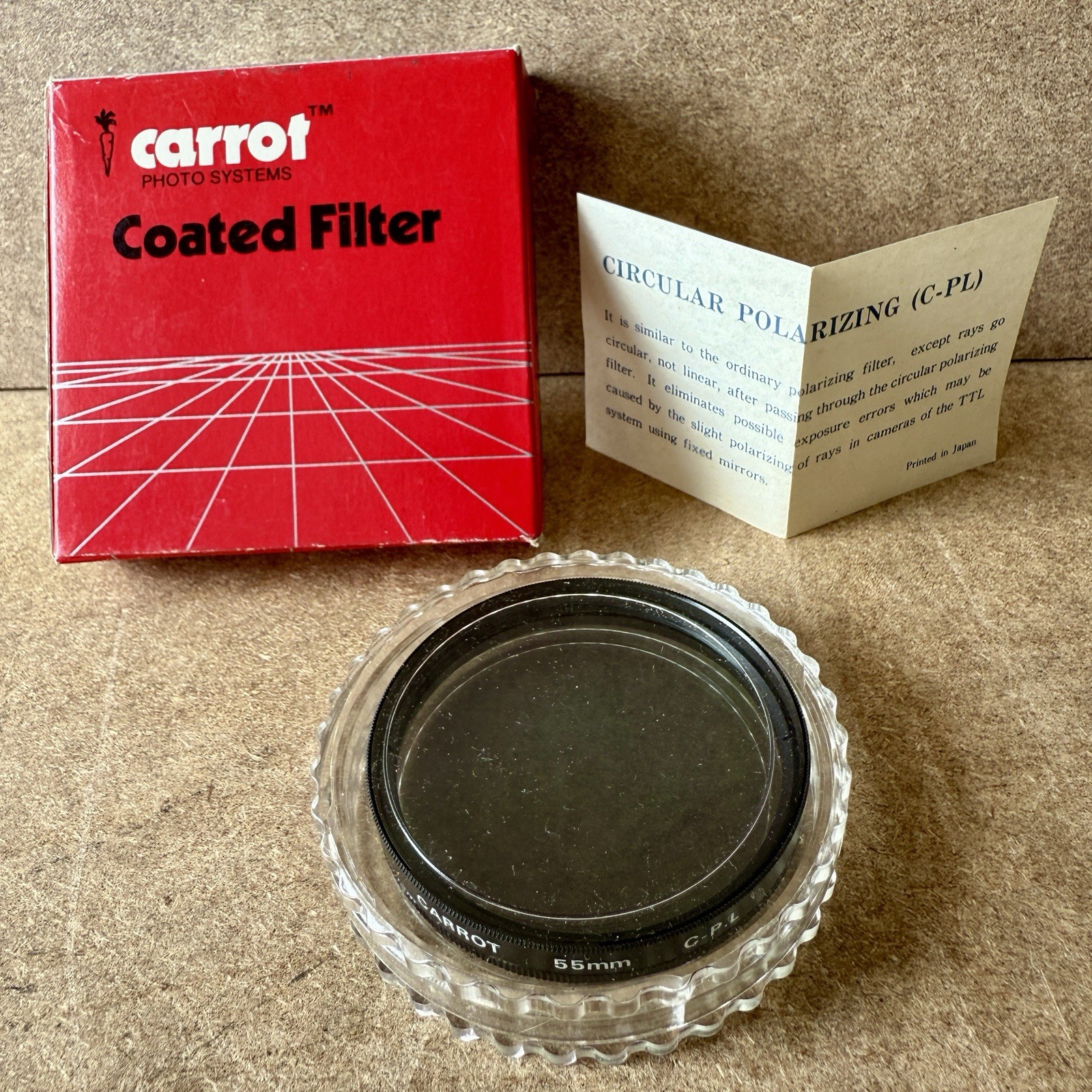 55mm Vintage Camera Lens Filter by Carrot Photo Systems Coated Made in Japan