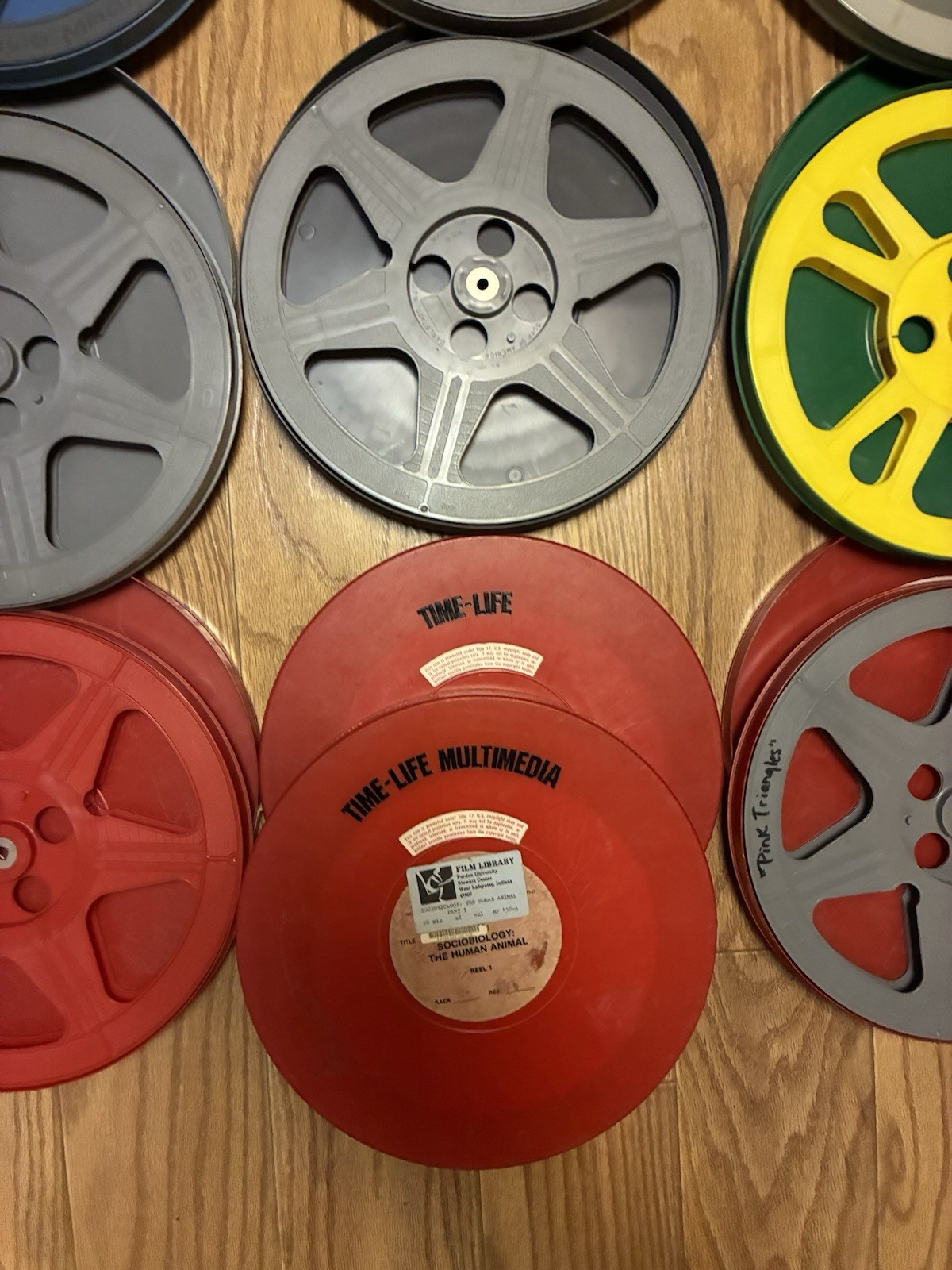Lot Of 10 Film Reels & Cans 12.5”steel Plastic Plio Magic Goldberg Brothers NICE
