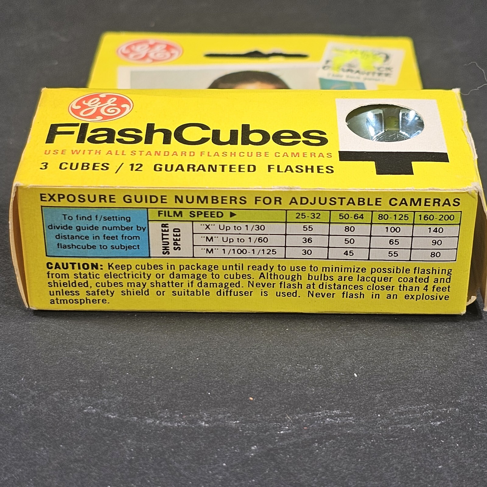 GE Flashcubes Original Box Set Of 3 Cubes 12 Flashes Vintage