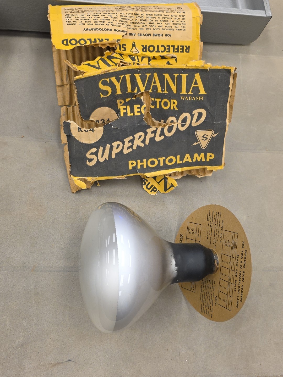 Vintage 1950s Sylvania R34 115-120V 375 Watt Movie Light and Box New Old Stock