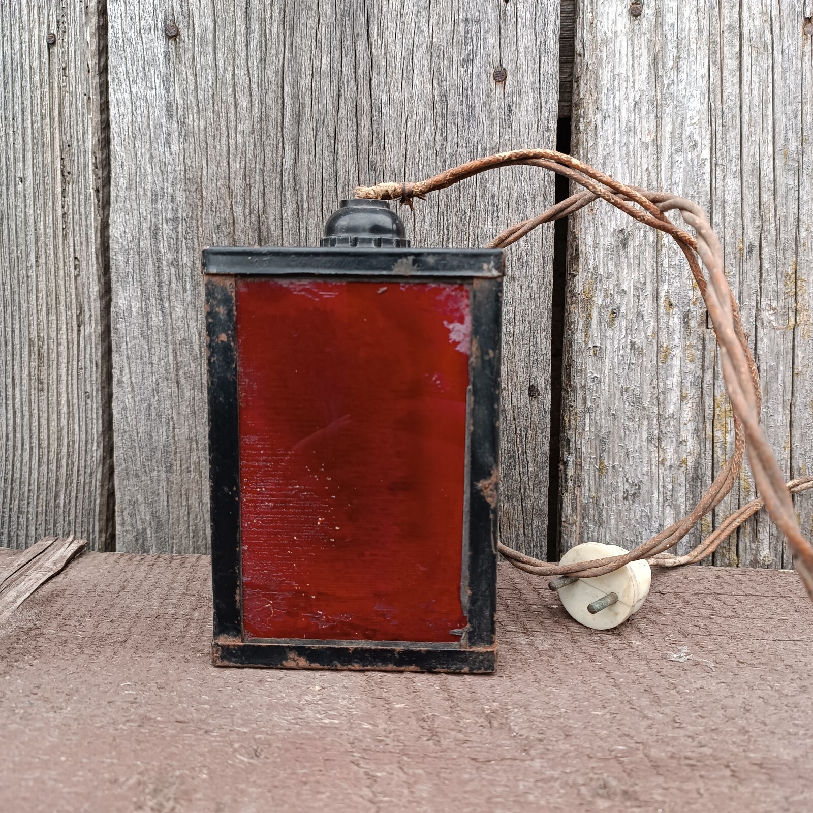 Soviet rich antique red lantern for photo printing 1980s USSR antique.