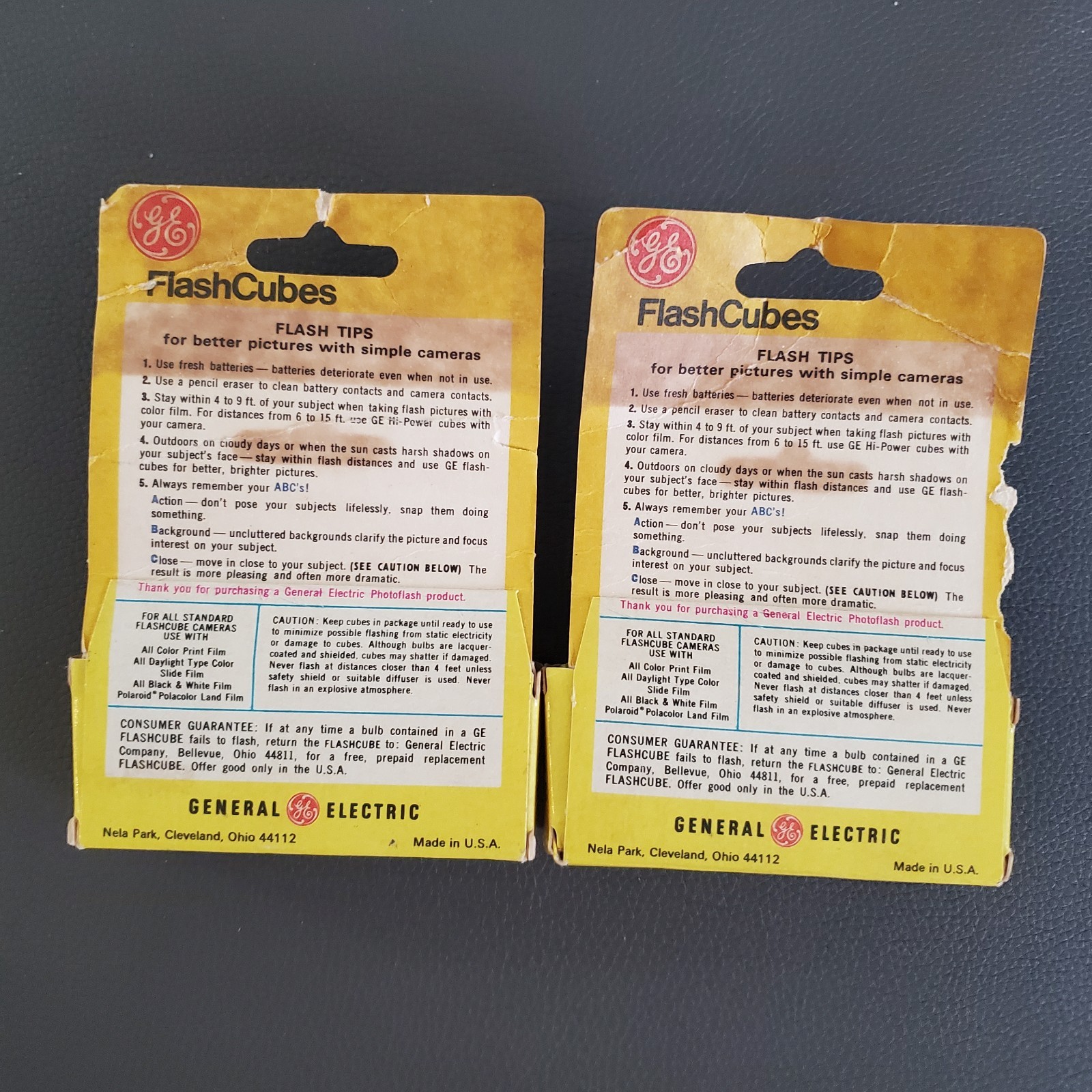 Vintage GE General Electric FlashCubes 2 Packs 1960s 1970s 3 Cubes Per Box USA