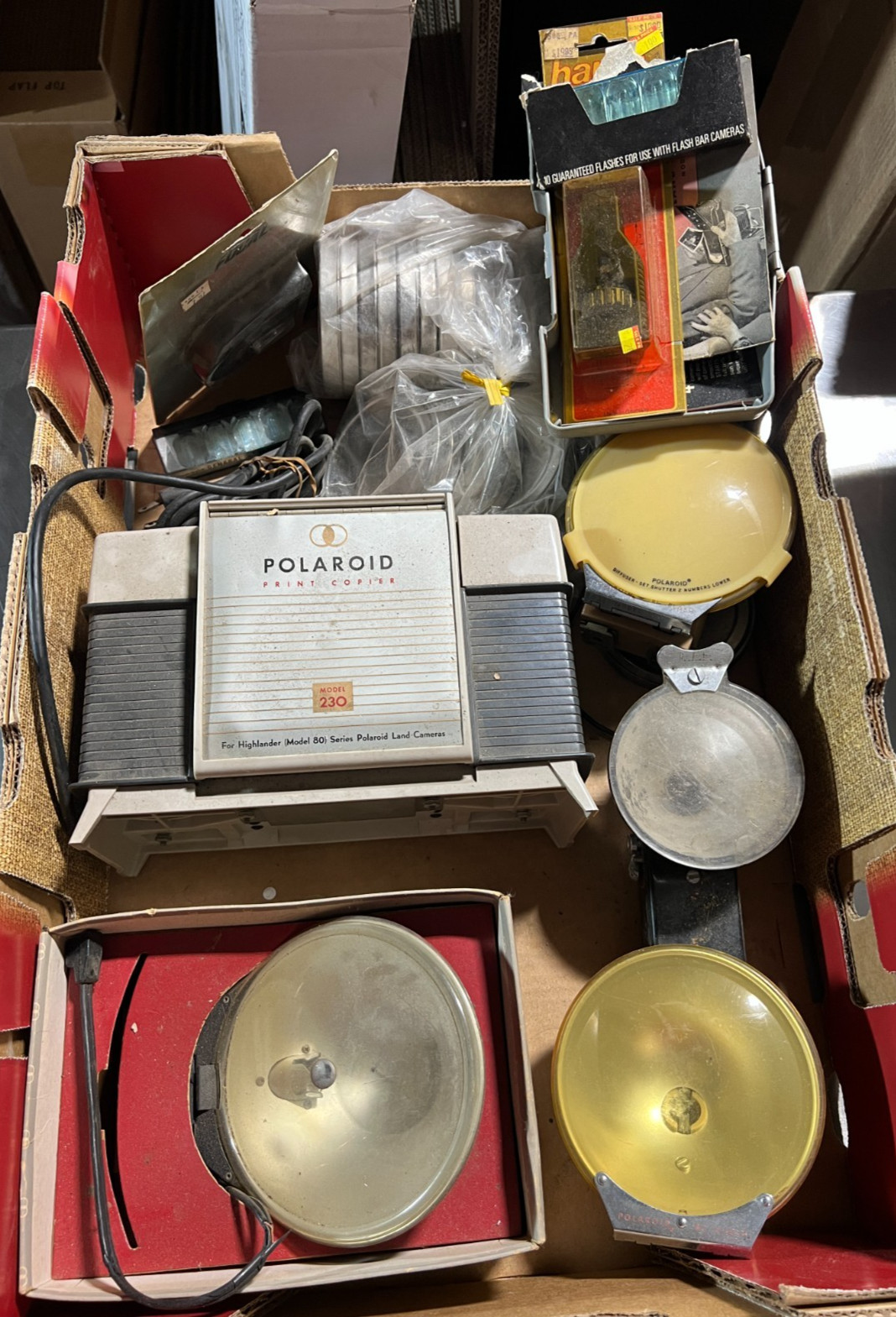 Vintage Polaroid Model 230 Print Copier Land Camera Flash Accessory Lot