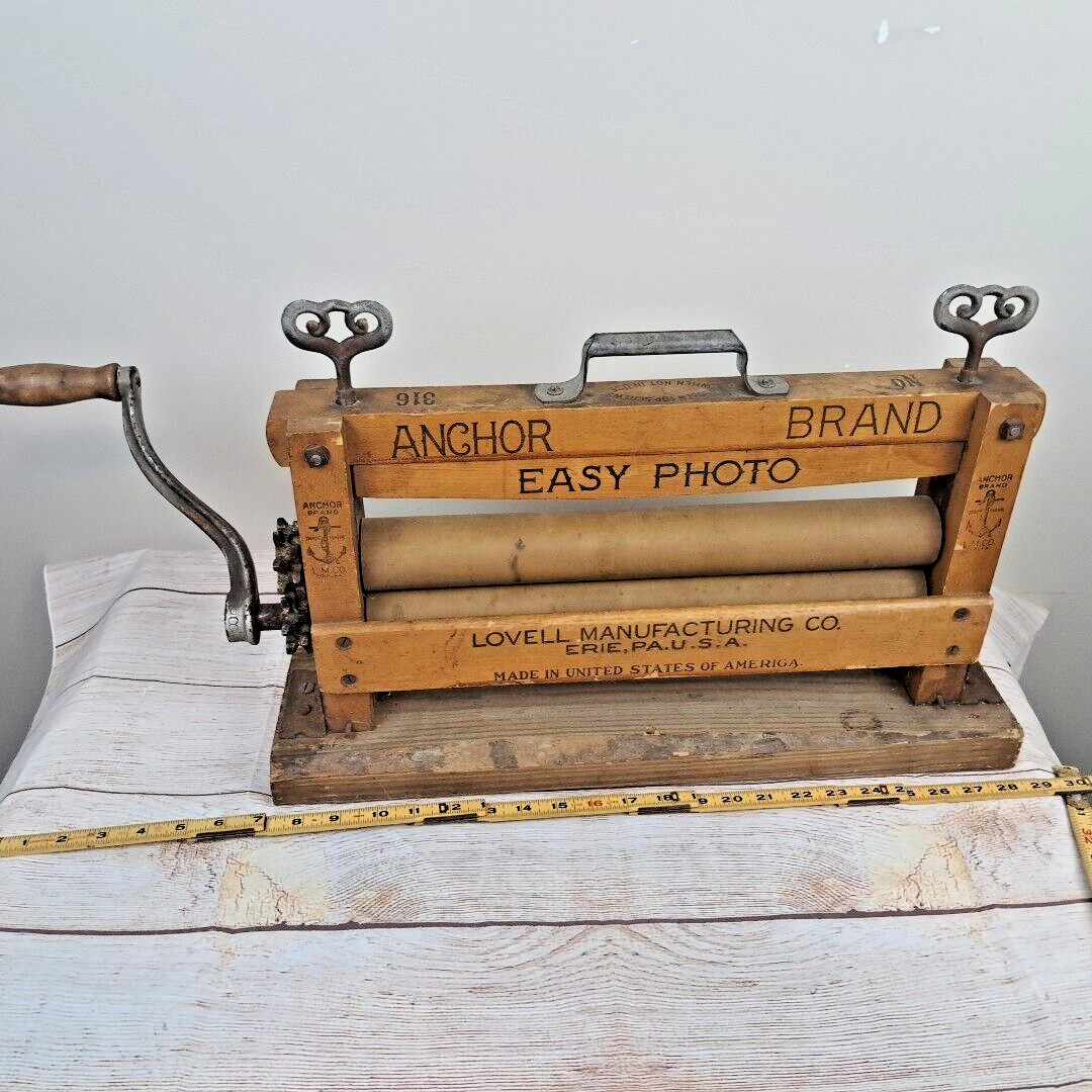 Antique Anchor Brand Easy Photo Wringer 316 Hand-crank Primitive Lovell Erie PA