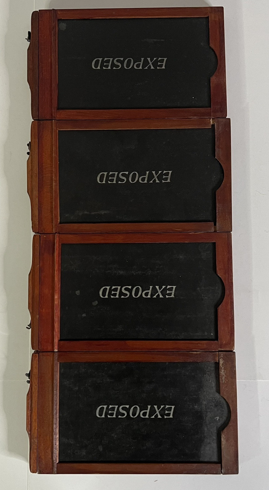 Set of 4 Vintage Wooden Double Draw Slide Exposure Photography Frames