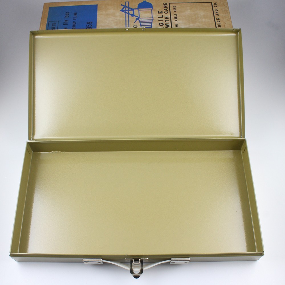 Sears – Green Metal Slide File Box – Vintage Storage for 150 2×2″ Slides w/Box