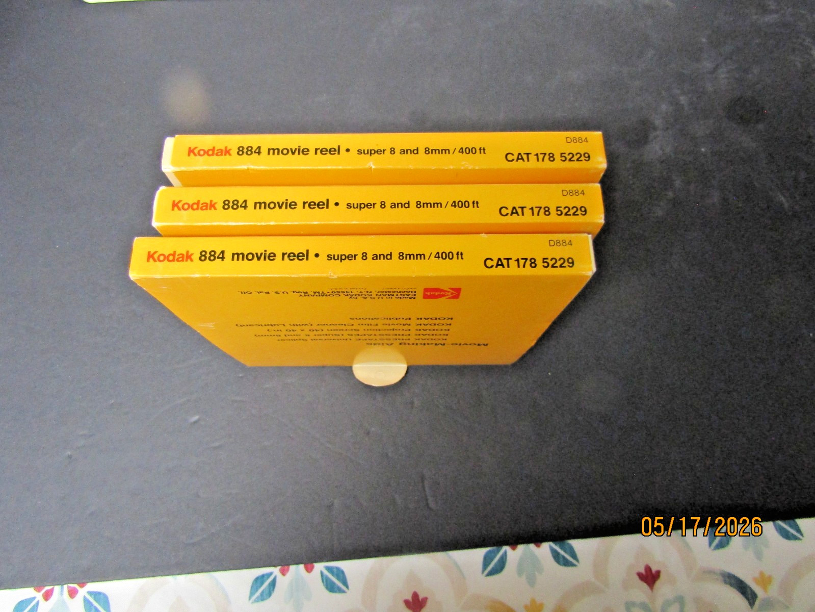 VTG KODAK 884 MOVIE REELS SUPER 8 & 8MM X 400′. SET OF 3 NEW CAT #1785299,